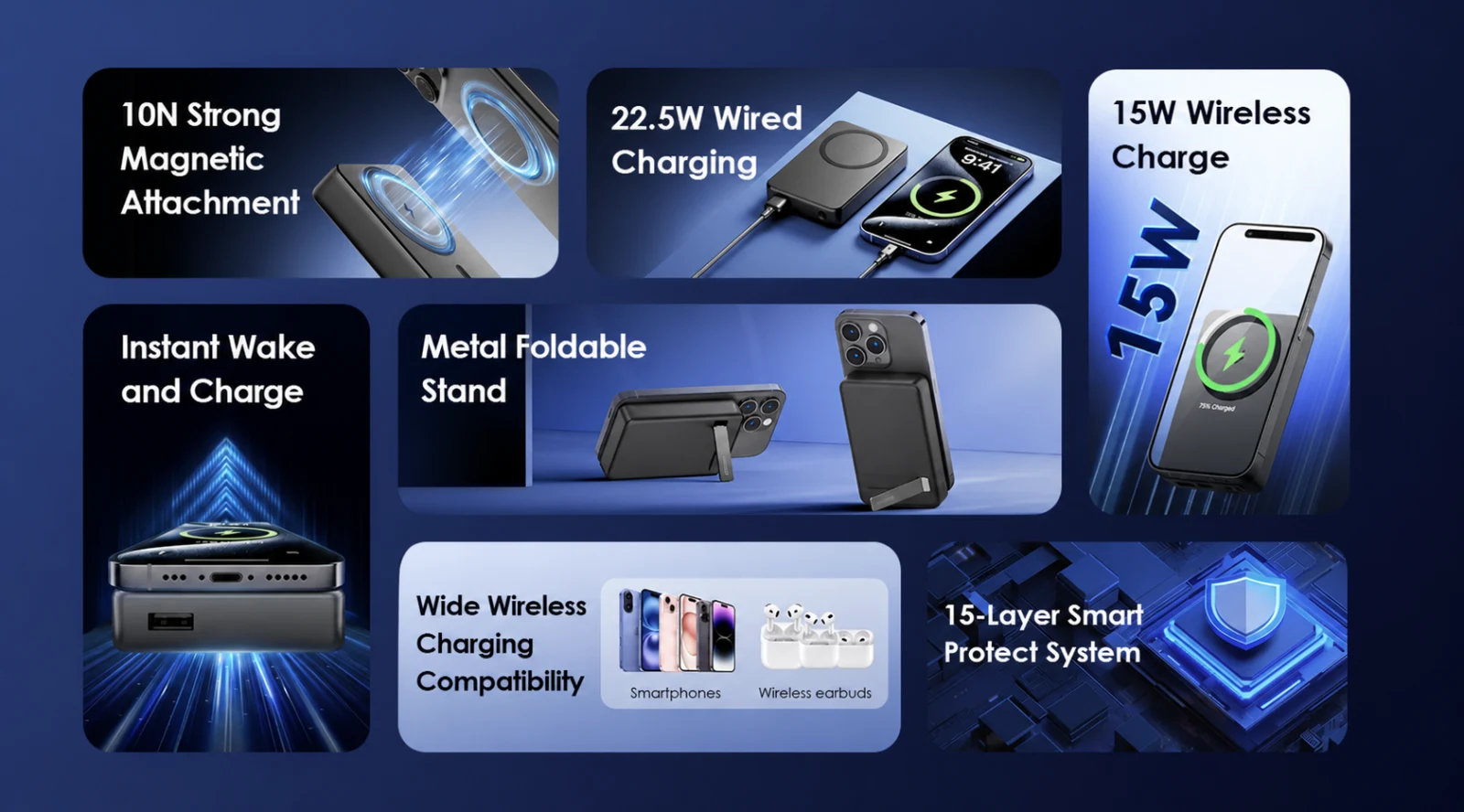 Unbranded magnetic power bank and mobile charging accessories